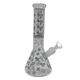 10" Bong - Sandblasted Glo in The Dark LV Design Beaker Bong