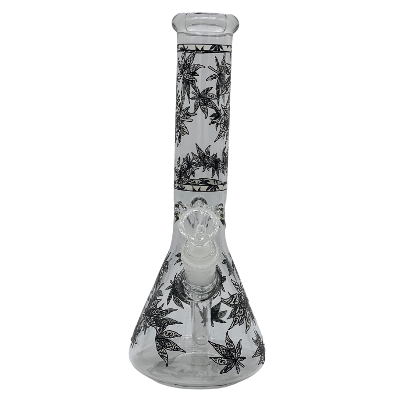 10" Bong - Sandblasted Glo in The Dark Flower Beaker Bong