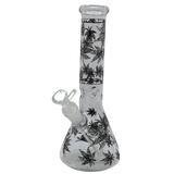 10" Bong - Sandblasted Glo in The Dark Flower Beaker Bong