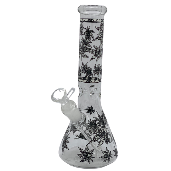 10" Bong - Sandblasted Glo in The Dark Flower Beaker Bong