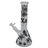 10" Bong - Sandblasted Glo in The Dark Flower Beaker Bong