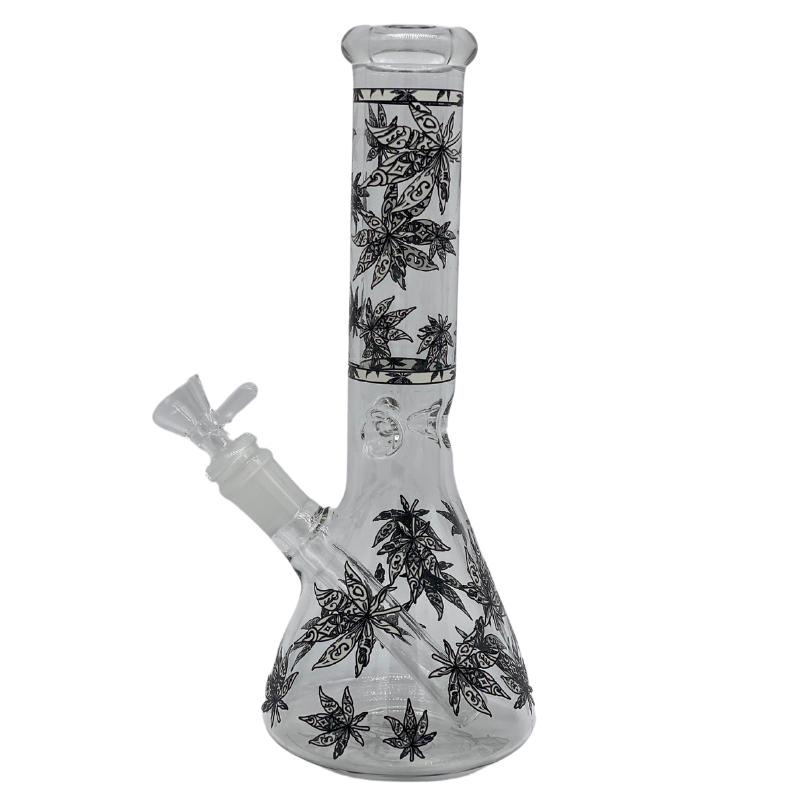 10" Bong - Sandblasted Glo in The Dark Flower Beaker Bong