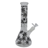 10" Bong - Sandblasted Glo in The Dark Flower Beaker Bong