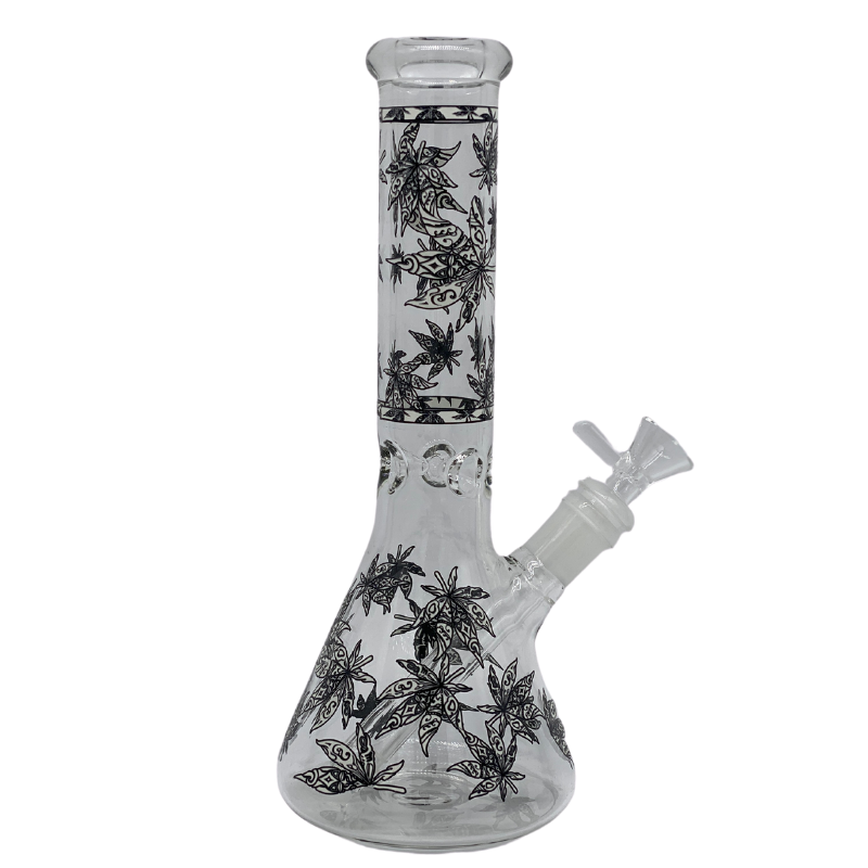 10" Bong - Sandblasted Glo in The Dark Flower Beaker Bong