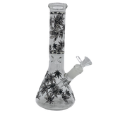 10" Bong - Sandblasted Glo in The Dark Flower Beaker Bong