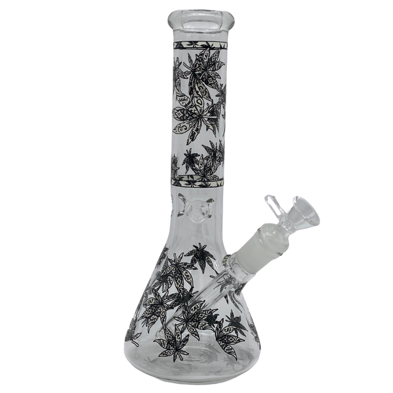 10" Bong - Sandblasted Glo in The Dark Flower Beaker Bong