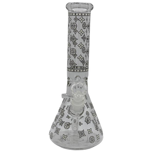 10" Bong - Sandblasted Glo in The Dark LV Design Beaker Bong