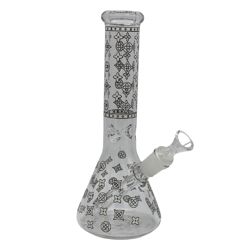 10" Bong - Sandblasted Glo in The Dark LV Design Beaker Bong