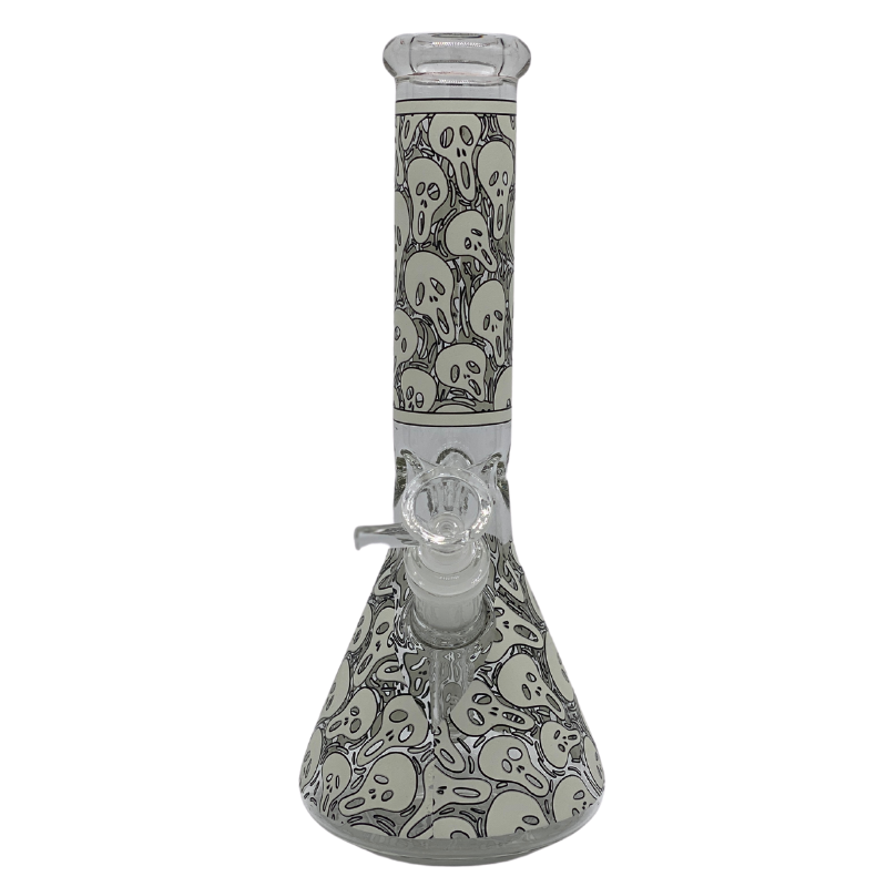 10" Bong - Sandblasted Glo in The Dark Scream Beaker Bong