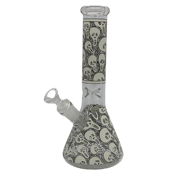 10" Bong - Sandblasted Glo in The Dark Scream Beaker Bong