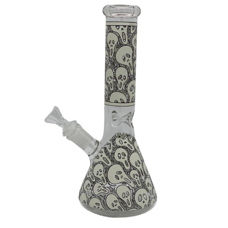 10" Bong - Sandblasted Glo in The Dark Scream Beaker Bong