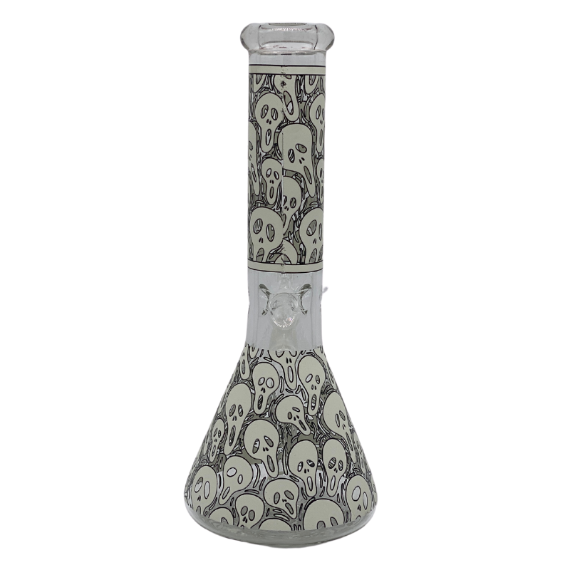 10" Bong - Sandblasted Glo in The Dark Scream Beaker Bong