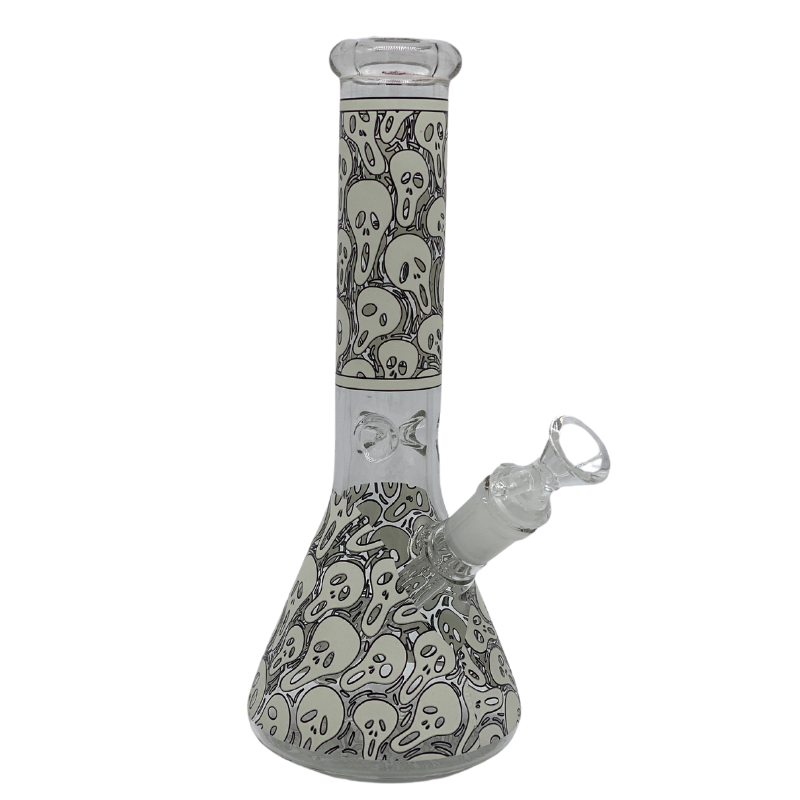 10" Bong - Sandblasted Glo in The Dark Scream Beaker Bong